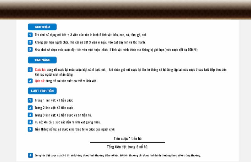 Cách tính điểm trong bầu cua tại TDTC